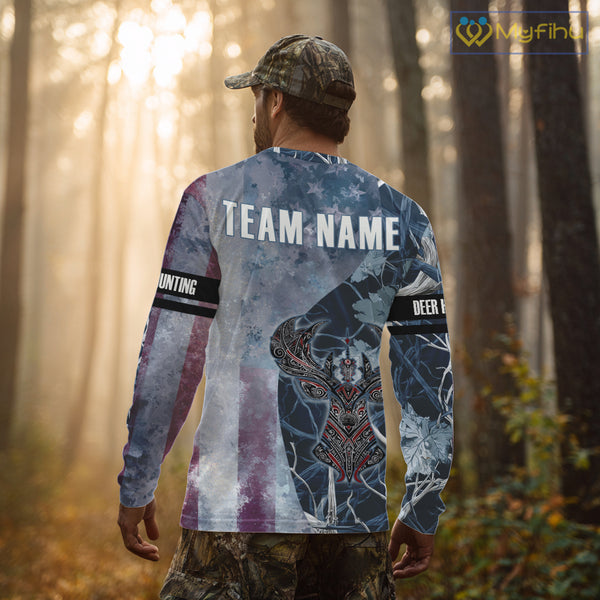 Best Deer Hunting Shirt with US Flag Deer Camo for Hunters, Perfect Hunter Gifts NHT22