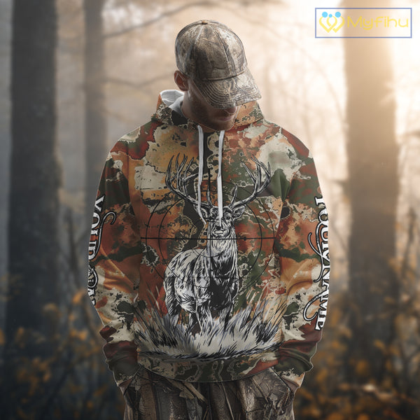 Season Deer Hunting Shirt Brown Green Camo 3D Custom Name Clothes For Hunters NHT91