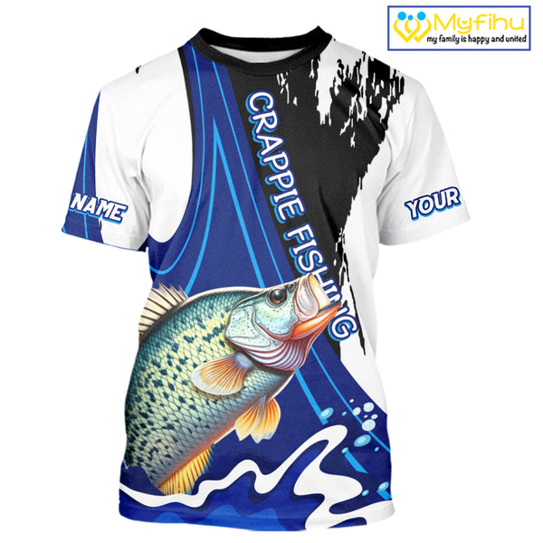 Crappie Fishing Jersey Personalized Name Fishing T-Shirts, Angler Tournament Fishing Apparel NHT868