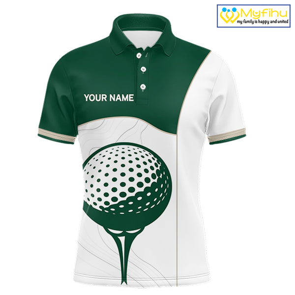 Green White Golf Ball Mens Golf Polo Shirts Custom Golf Clothing For Gentleme NHT883