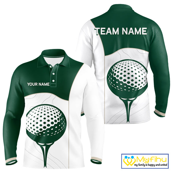 Green White Golf Ball Mens Golf Polo Shirts Custom Golf Clothing For Gentleme NHT883