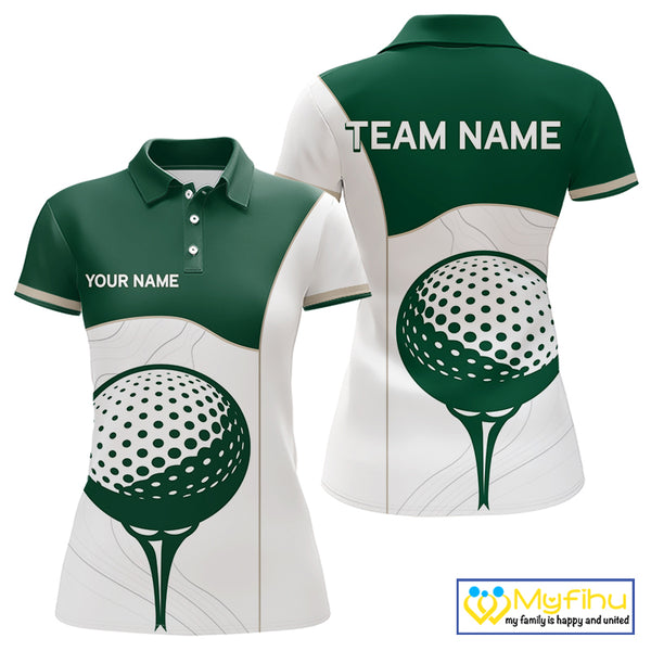 Green White Golf Ball Womens Golf Polo Shirts Custom Golf Clothing For Ladies NHT883