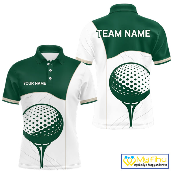 Green White Golf Ball Mens Golf Polo Shirts Custom Golf Clothing For Gentleme NHT883