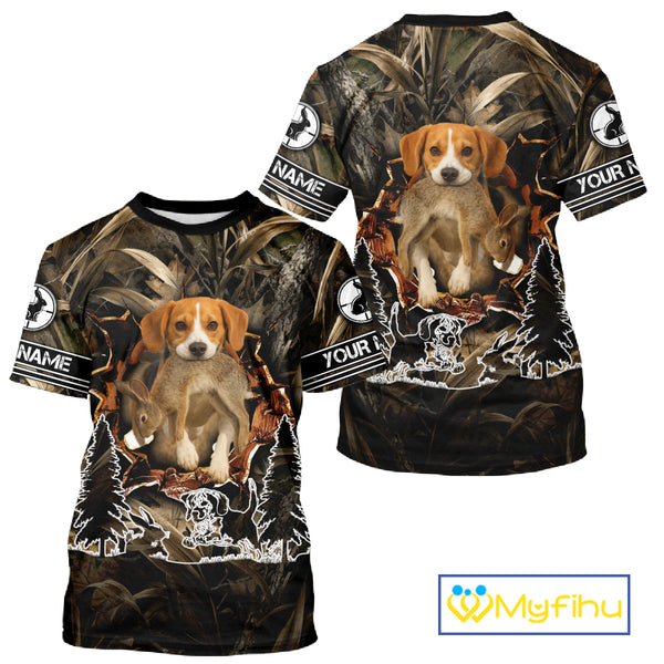 Custom Rabbit Hunting with Beagle Dog 3D Prints Camouflage Shirts, Rabbit Hunting Gifts NHT365