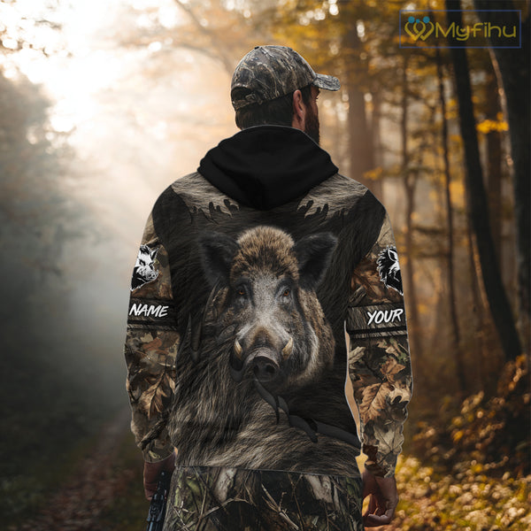 Personalized Wild Boar Hunting Camo Full Printing Shirts Boar Hunting Gifts Gift for Hunters NHT135