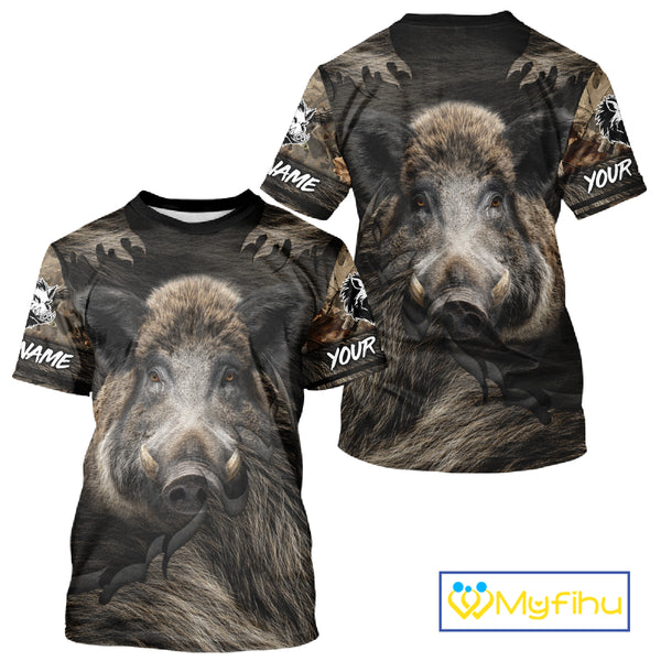 Personalized Wild Boar Hunting Camo Full Printing Shirts Boar Hunting Gifts Gift for Hunters NHT135
