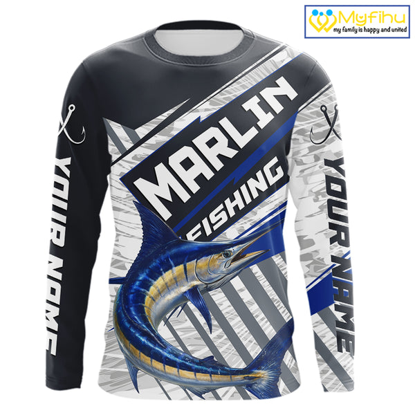 Personalized Marlin Fishing Jerseys For Fishing Team, Marlin Fishing Shirts Long Sleeve NHT919