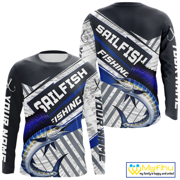 Personalized Sailfish Fishing Jerseys For Fishing Team, Sailfish Fishing Shirts Long Sleeve NHT920