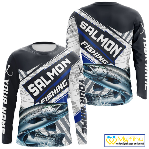 Personalized Chinook Salmon Fishing Jerseys For Fishing Team, Salmon Fishing Shirts Long Sleeve NHT921