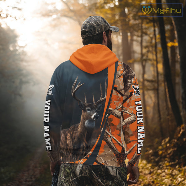 Whitetail Deer Hunting Big Game Camo Orange Custom Name 3D All Over Print Shirts NHT266