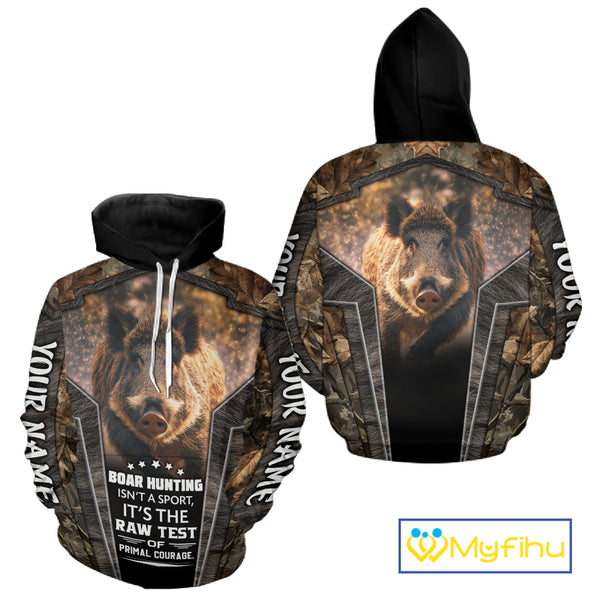 Personalized Wild Boar Hunting Shirt Camouflage Custom Name Hunting Clothes For Hunters NHT177