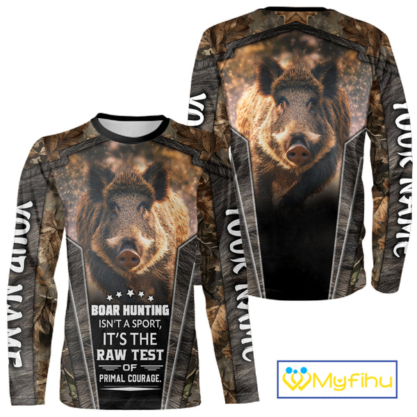 Personalized Wild Boar Hunting Shirt Camouflage Custom Name Hunting Clothes For Hunters NHT177