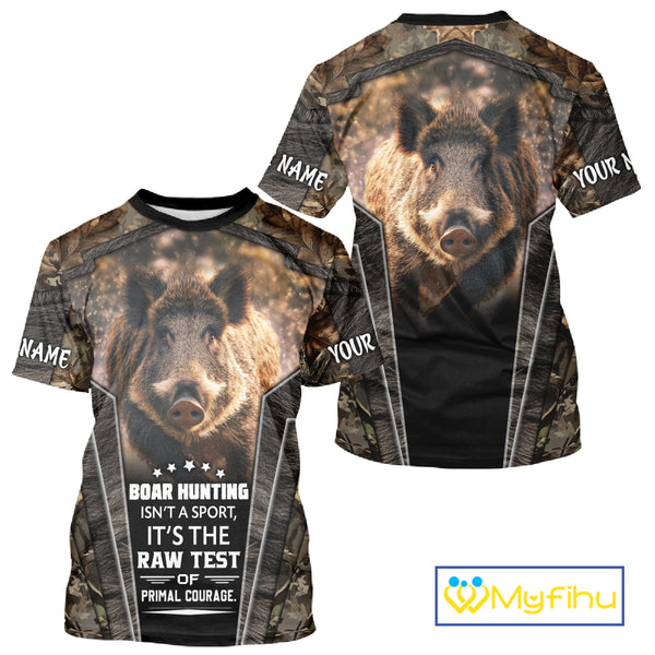 Personalized Wild Boar Hunting Shirt Camouflage Custom Name Hunting Clothes For Hunters NHT177