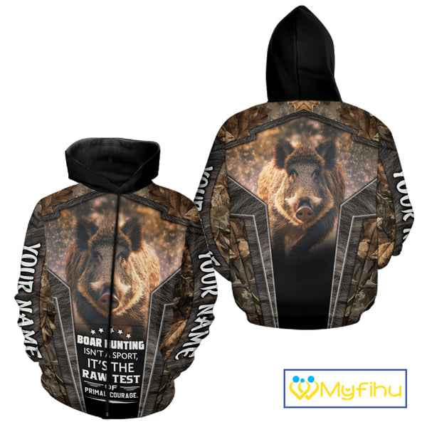 Personalized Wild Boar Hunting Shirt Camouflage Custom Name Hunting Clothes For Hunters NHT177