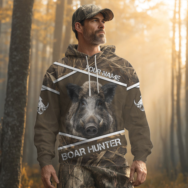 Personalized Wild Boar Hunting Camo Full Printing Shirts, Boar Hunting Gifts, Hunting Season NHT128