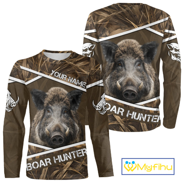 Personalized Wild Boar Hunting Camo Full Printing Shirts, Boar Hunting Gifts, Hunting Season NHT128
