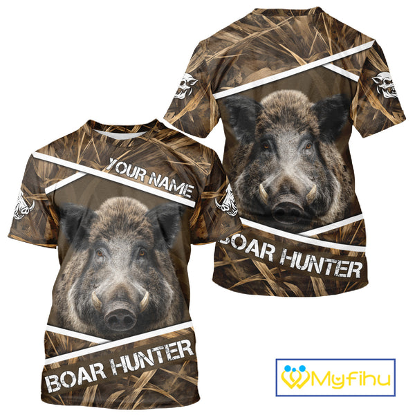 Personalized Wild Boar Hunting Camo Full Printing Shirts, Boar Hunting Gifts, Hunting Season NHT128