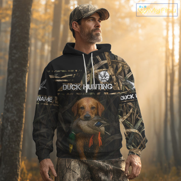 Mallard Duck Hunting Yellow Lab Custom Name 3D All Over Print Shirt, Lab Dog Hunting Gifts NHT130