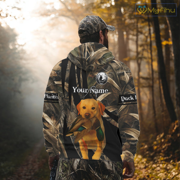 Duck Hunting Camo Shirt With Yellow Lab For Duck Hunter - Best Duck Hunting Gifts NHT227