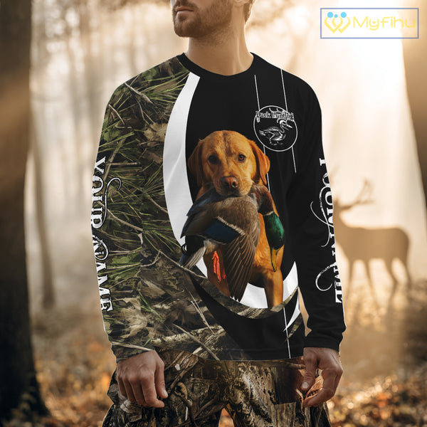 Duck Hunting Waterfowl Camouflage Shirt with Labrador Retriever, Custom Name Hunting Season NHT124