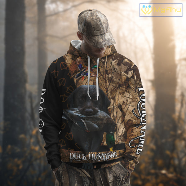 Duck Hunting with Black Lab Custom Name 3D All Over Print Shirt, Lab Dog Hunting Gifts NHT127