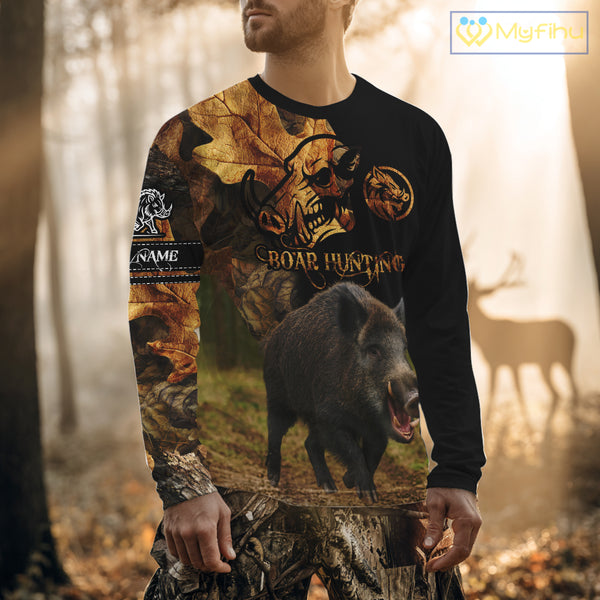 Personalized Wild Hog Hunting Camouflage Full Printing Shirts, Custom Name, Hunting Season NHT129