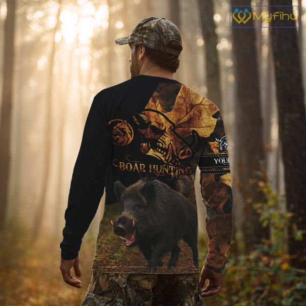 Personalized Wild Hog Hunting Camouflage Full Printing Shirts, Custom Name, Hunting Season NHT129