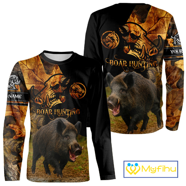Personalized Wild Hog Hunting Camouflage Full Printing Shirts, Custom Name, Hunting Season NHT129