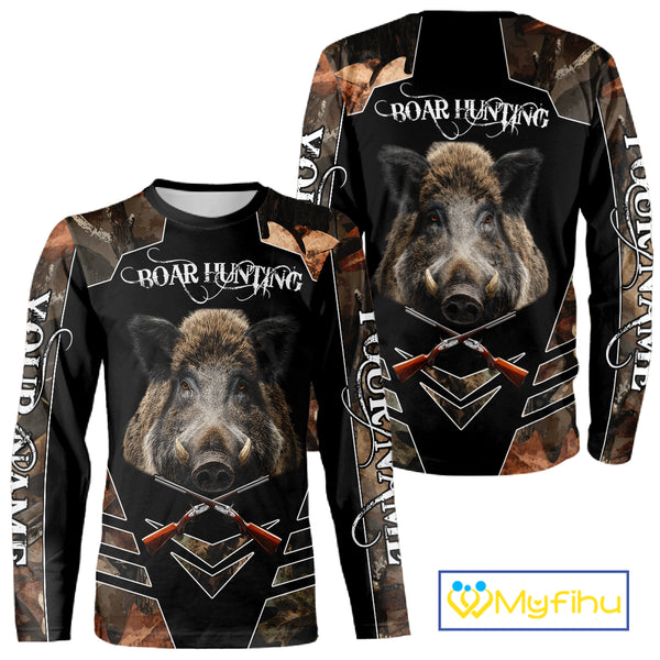 Personalized Wild Hog Hunting Camo Full Printing Shirts, Gift For Hunters NHT163