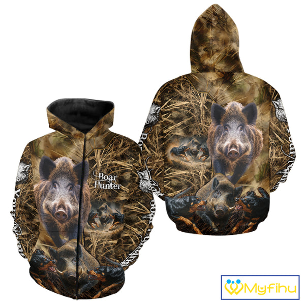 Wild Boar Hunting Camo Custom Name Shirts, Personalized Boar Hunting Clothes, Hunting Gifts NBT108