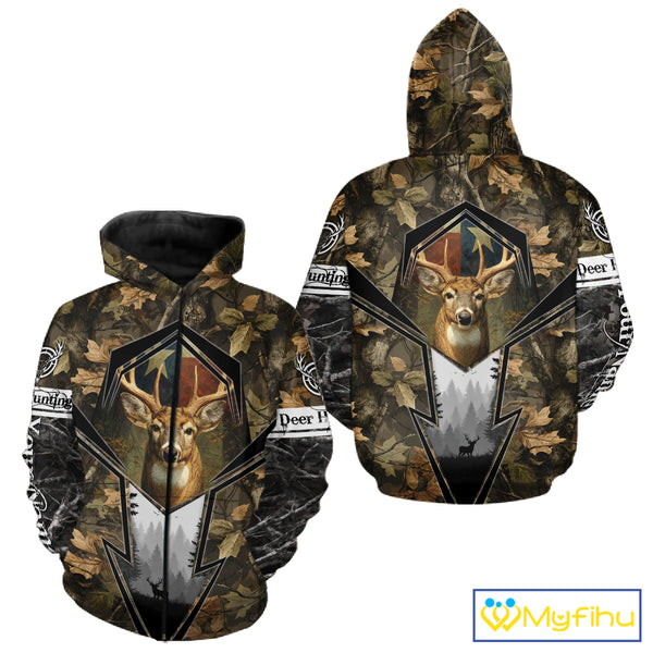 Deer Hunting Camouflage TX Flag Custom Name All Over Print Shirts, Personalized Hunting Clothes NBT110