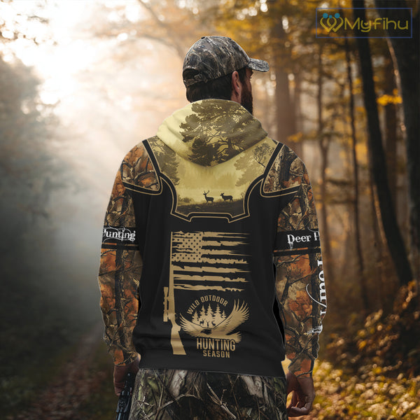 Custom Deer Hunting Season Camo Shirt for Men, Hunting Apparel for Deer Hunters, Hunting Gifts NBT116