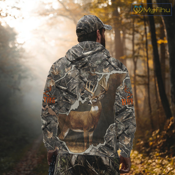 Custom Whitetail Deer Hunting Custom Name Camo Shirt, Deer Hunting Apparel, Camouflage Deer Shirts NBT118