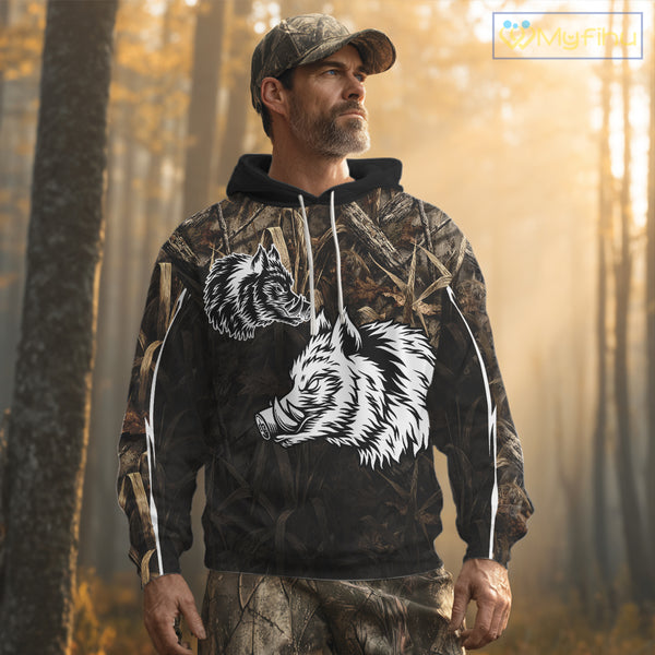 Custom Boar Hunting Full Camouflage 3D All Over Printed Shirts , Best Gift Ideas for Hunter NBT225