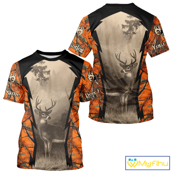 Orange Camouflage Deer Hunting Shirts, Hunting Clothes for Men, Deer Hunting Gifts NBT227