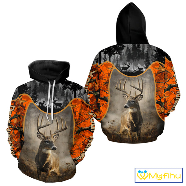 Custom 3D Deer Hunting Orange Camouflage Shirts for Men, Best Hunting Gifts for Hunters NBT231