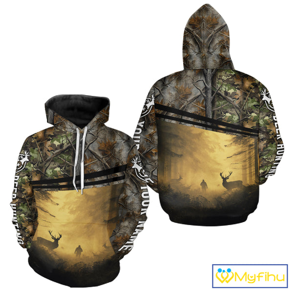 Whitetail Deer Hunting Custom Name Camouflage Shirt, Best for Hunting Season NBT286