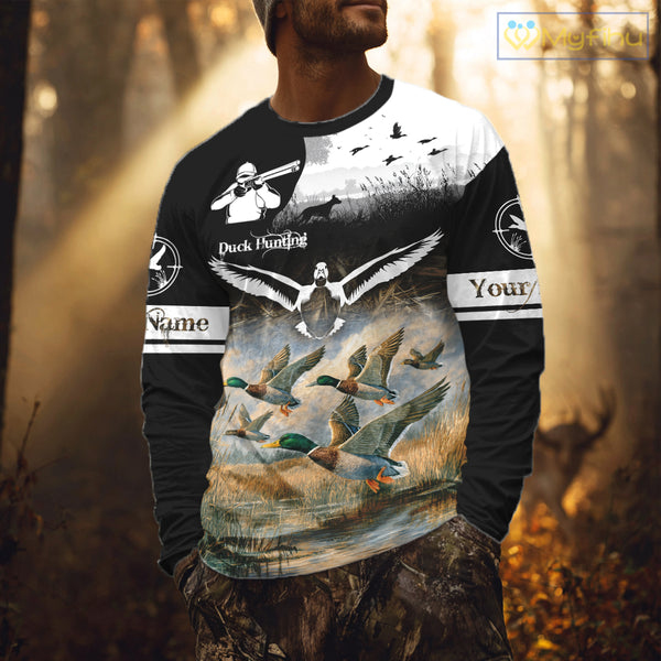 Personalized Duck Hunting Camo Waterfowl 3D All Over Printed Shirts, Hunting Gifts NBT145