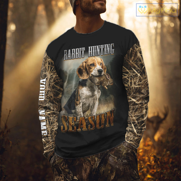 Rabbit Hunting Camouflage 3D Printing Custom Name Shirt, Rabbit Hunting Season NBT147