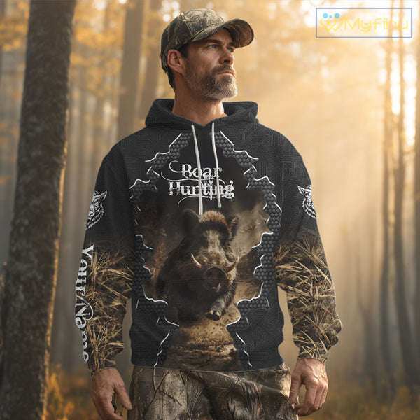 Personalized Wild Hog Hunting Camouflage 3D Shirts, Boar Gifts for Hunter NBT150