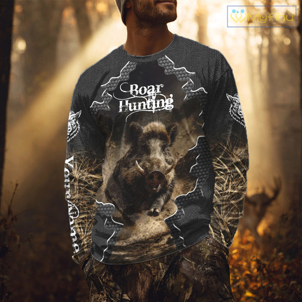 Personalized Wild Hog Hunting Camouflage 3D Shirts, Boar Gifts for Hunter NBT150