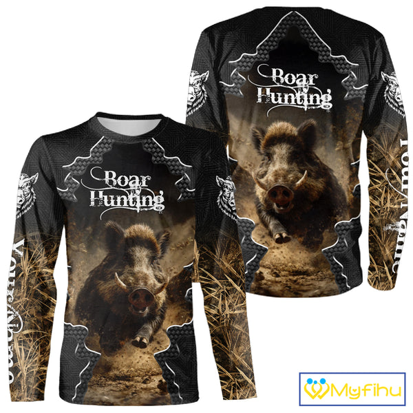 Personalized Wild Hog Hunting Camouflage 3D Shirts, Boar Gifts for Hunter NBT150