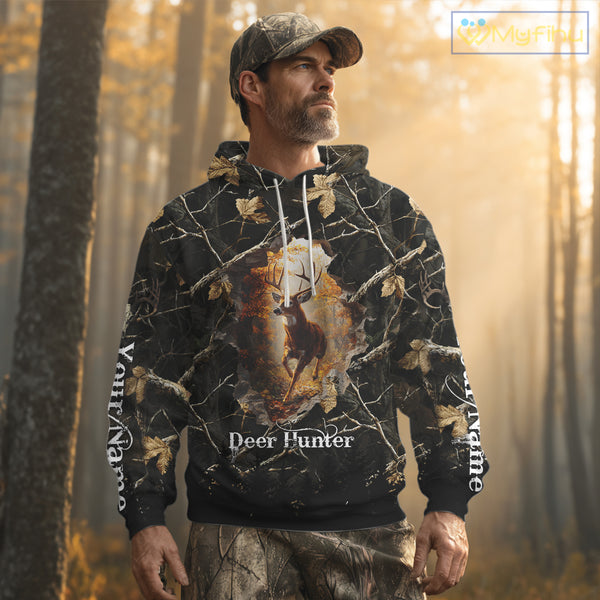 Personalized Whitetail Deer Hunting Camo 3D Print Custom Name Shirts, Hunting Gifts NBT85