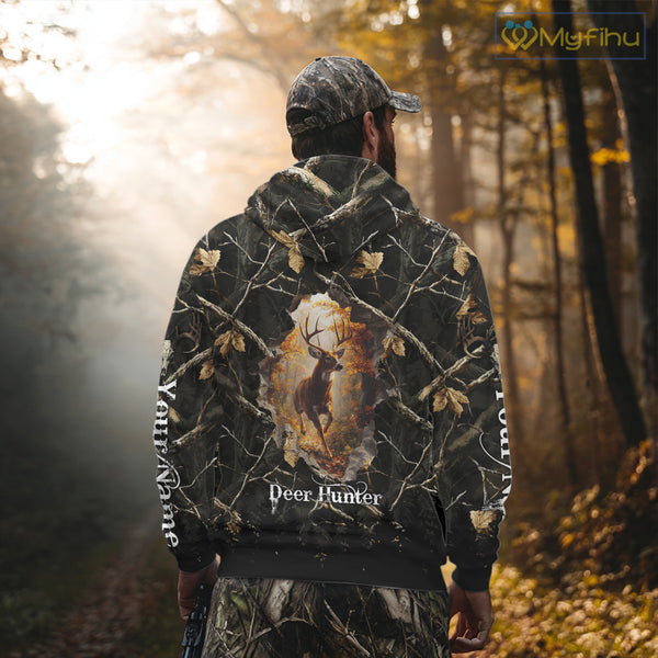 Personalized Whitetail Deer Hunting Camo 3D Print Custom Name Shirts, Hunting Gifts NBT85