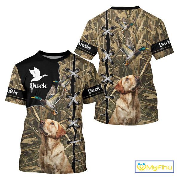 Duck Hunting Labrador Retriever 3D All Over Printed Camouflage Shirts, Duck Hunting Clothes NBT106