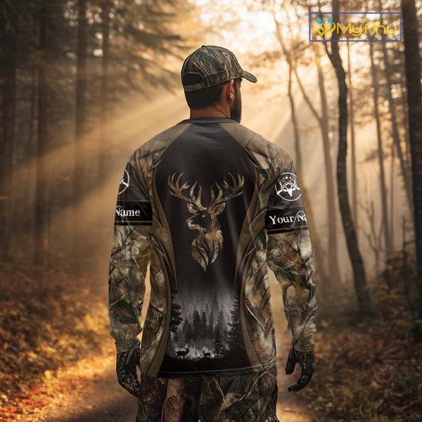 Brown Camo Deer Hunting 3D Prints Custom Name Shirts, Deer Hunting Clothes, Hunting Gifts NBT111
