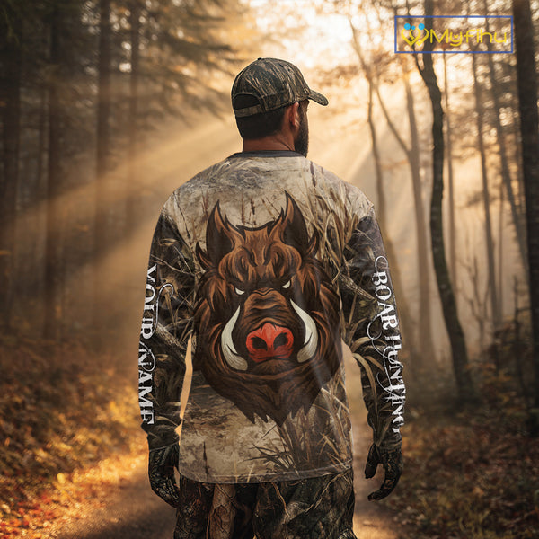 Boar Hunting Camouflage 3D All Over Printed Shirts, Personalized Hunting Clothing, Boar Hunting Camo Shirt NBT210