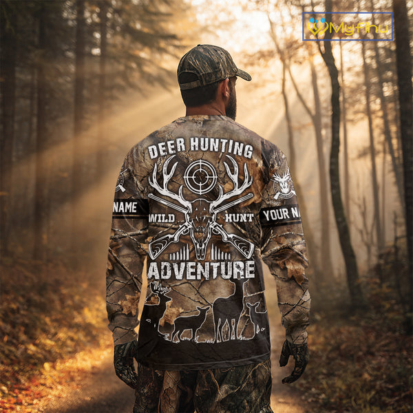 Brown Camo Deer Hunting 3D All Over Print Shirt, Custom Name Big Game for the Deer Hunter NBT29