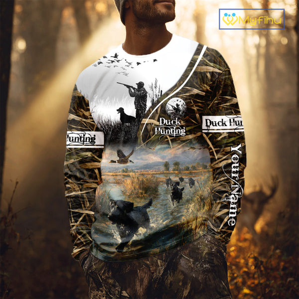 Custom Mallard Duck Hunting Camouflage 3D All Over Printing Shirts, Personalized Hunting Gifts NBT122