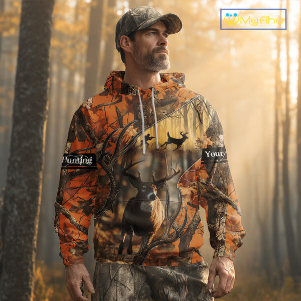 Fall Season Camo Whitetail Deer Hunting Shirt - Hunting Clothes for Men, Deer Hunting Gifts NBT31